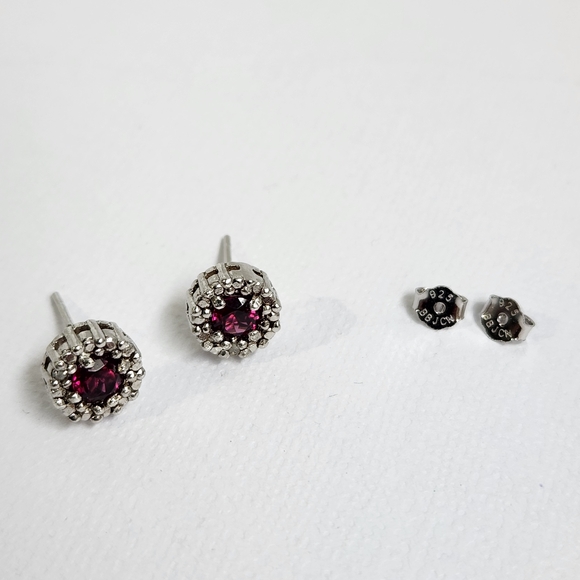 NIB VTG Raspberry Rhodolite Garnet 925 Stud Earrings - Picture 5 of 15